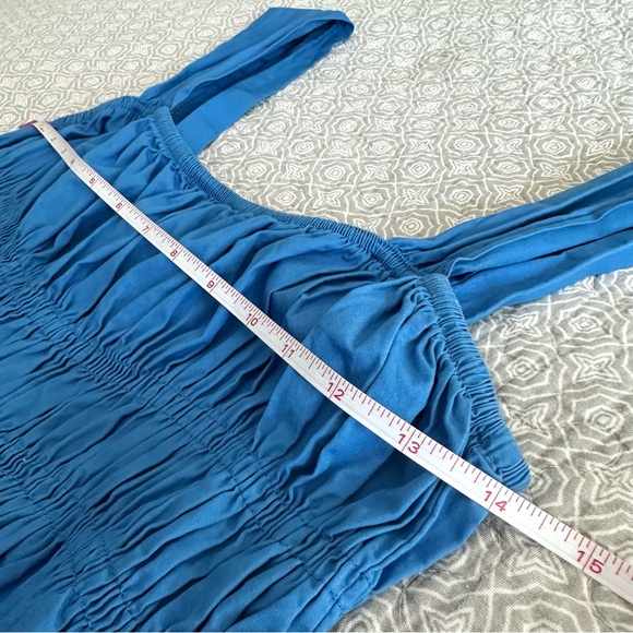 PINCH Royal Blue Ruched Tank Midi Dress Milkmaid Cottagecore Size L - Picture 10 of 15